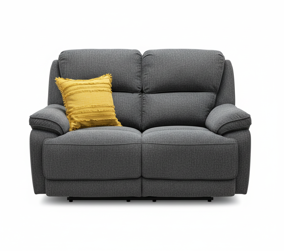 'Costa' Manual Recliner Charcoal Grey Weave Fabric 2 Seater Sofa