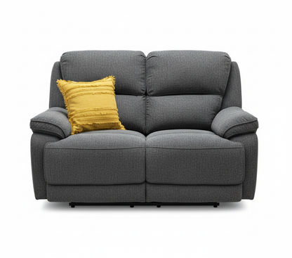 'Costa' Manual Recliner Charcoal Grey Weave Fabric 2 Seater Sofa