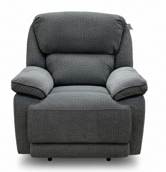 'Costa' Manual Recliner Charcoal Grey Weave Fabric Armchair