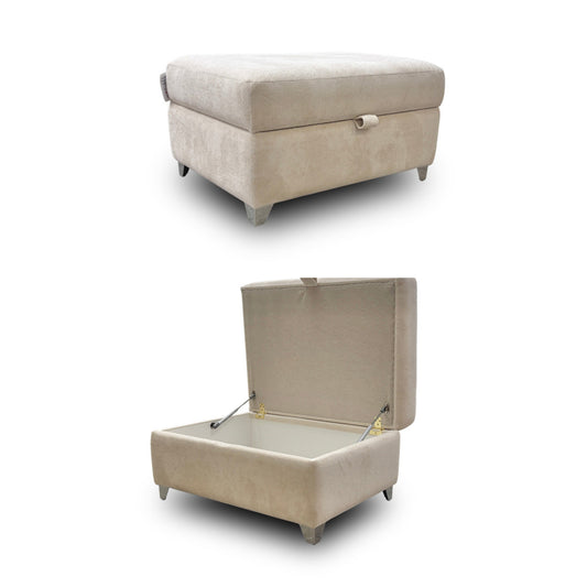 'Luella' Soft Sherpa Natural Mix Oslo Cream Large Storage Footstool