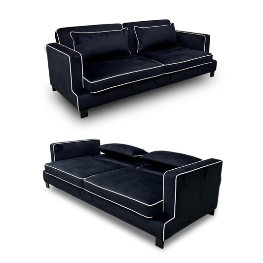 ‘Demure’ Black Demure Velvet 4 Seater Sofa Bed