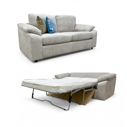 'Hampton' Chunki Pumice Woven Fabric 3 Seater Sofa Bed with Zip Arms