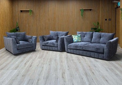 ‘Allure’ Coco Indigo Woven Fabric Set: 3 Seater Classic Back Sofa & 2 x Classic Back Snuggler Chairs Set - product photo 3