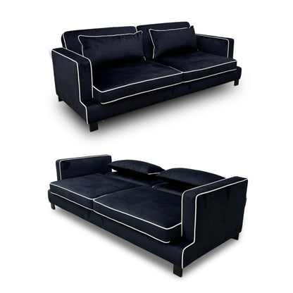 'Demure' Black Demure Velvet 4 Seater Sofa Bed