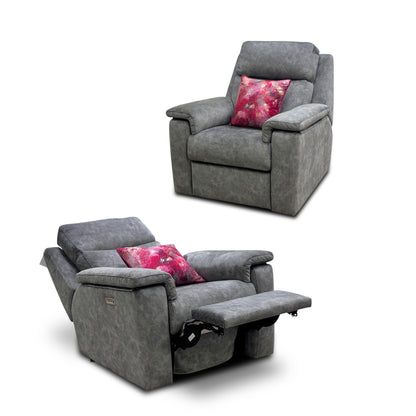 G Plan ‘Thornbury’ Grey Marbled Velvet Power Recliner Chair with Power Headrest and Power Lumbar