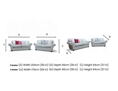 'Clara' Silver Woven Fabric 3 + 2 Seater Sofa Set