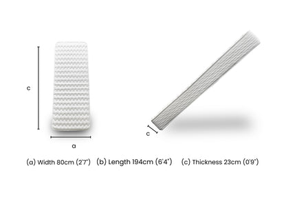 Dimension diagram for the Upton Single Mattress.