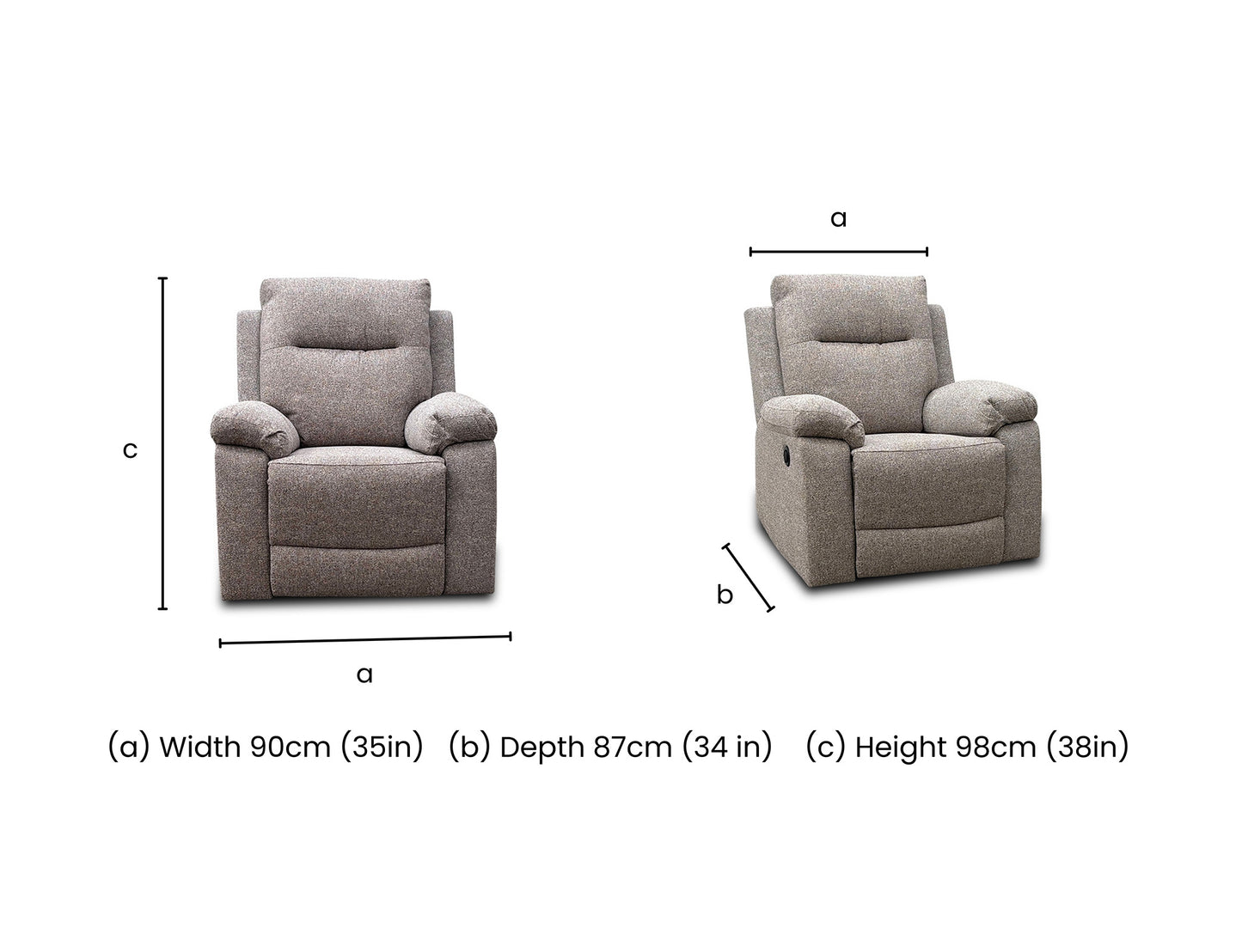 'Georgia' Natural Fabric Power Recliner Armchair