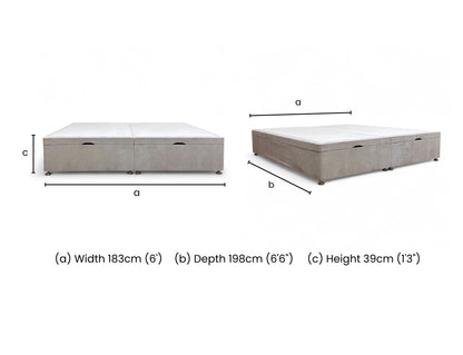 'Finesse' Oatmeal Fabric Double End Lift Ottoman Base Only - King