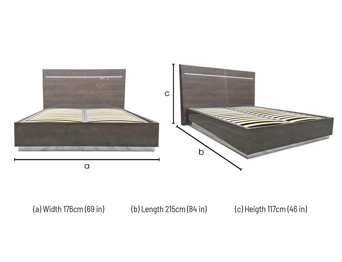 ‘Venezia’ Italian Silver Birch Bed Frame with LED Lights - King