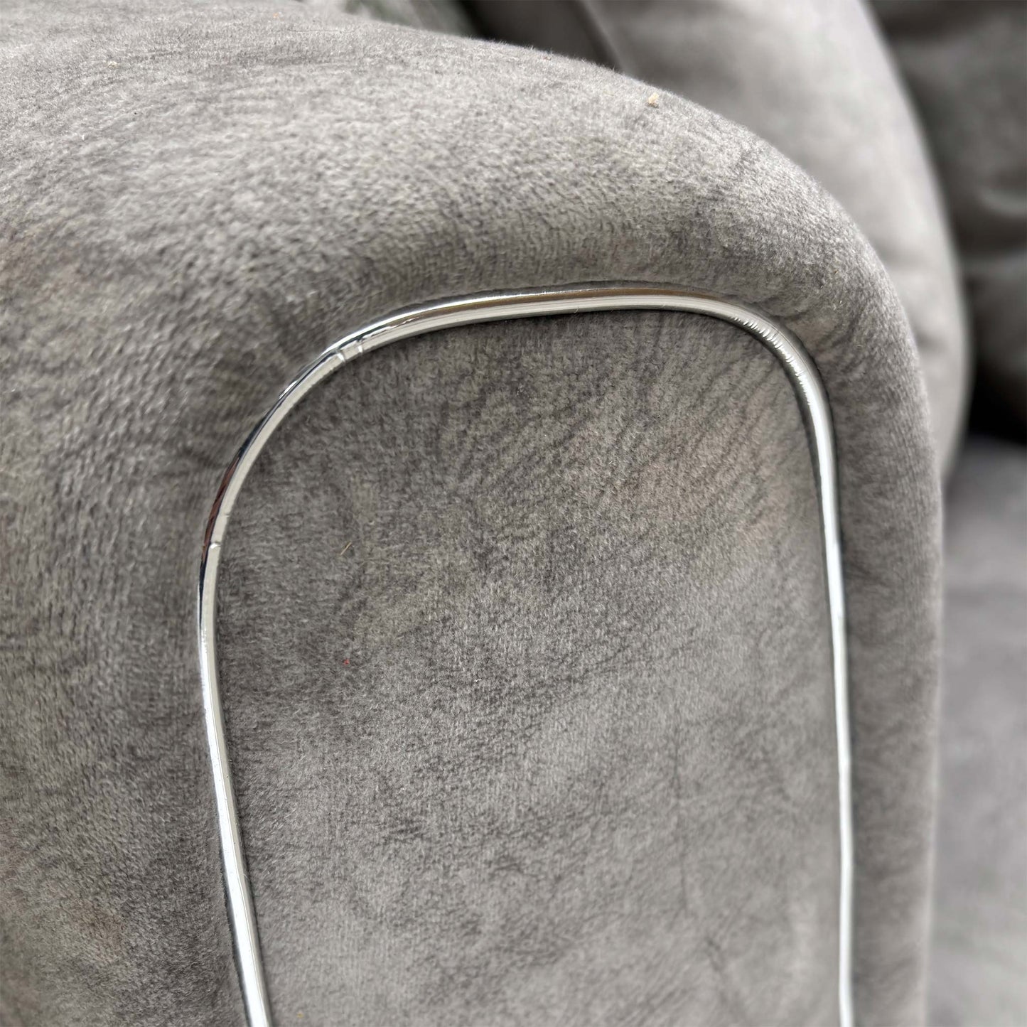 ‘Mariah’ Dapple Silver-Tri Chrome Velvet Large Classic Back Corner Sofa