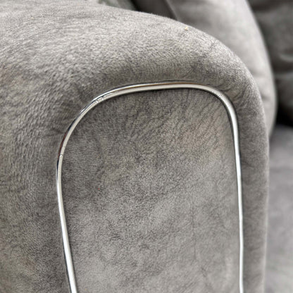 ‘Mariah’ Dapple Silver-Tri Chrome Velvet Large Classic Back Corner Sofa