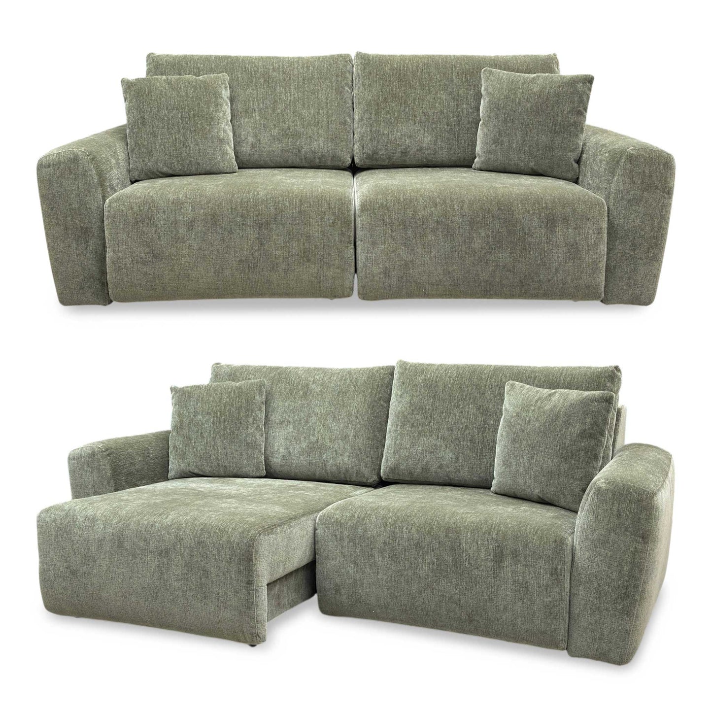 ‘Gemini’ Olive Green Fabric 2 Seater Power Glider Sofa
