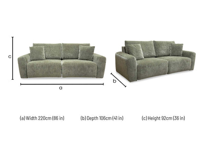 ‘Gemini’ Olive Green Fabric 2 Seater Power Glider Sofa