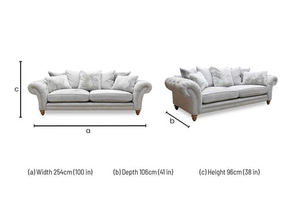 Dimensions diagram for the Blenheim 4 Seater Sofa.