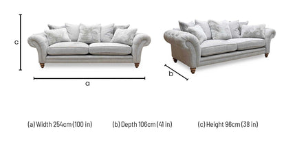 ‘Blenheim’ Darwin Silver Of Fabric 4 + 4 Seater Scatter Back Sofa Set Furniture Village