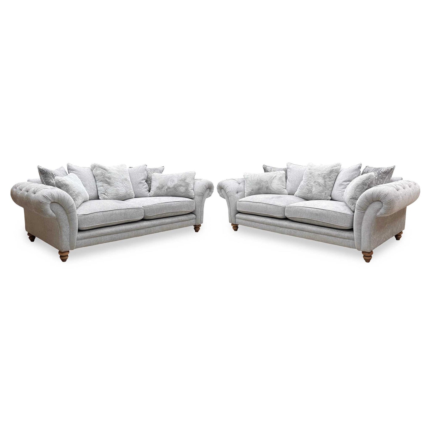 ‘Blenheim’ Darwin Silver Of Fabric 4 + 4 Seater Scatter Back Sofa Set Furniture Village