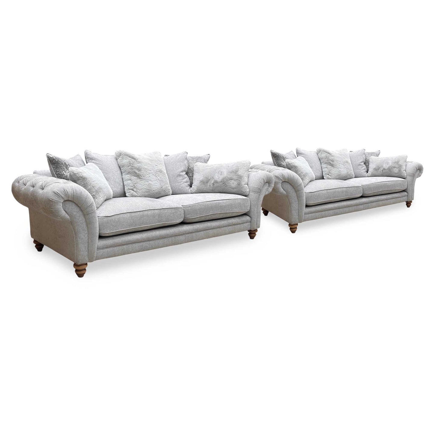 ‘Blenheim’ Darwin Silver Of Fabric 4 + 4 Seater Scatter Back Sofa Set Furniture Village