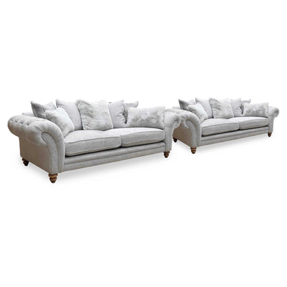 ‘Blenheim’ Darwin Silver Of Fabric 4 + 4 Seater Scatter Back Sofa Set Furniture Village