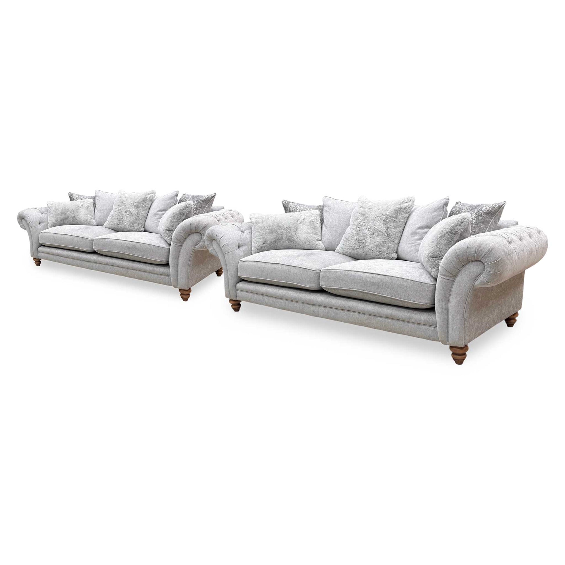 ‘Blenheim’ Darwin Silver Of Fabric 4 + 4 Seater Scatter Back Sofa Set Furniture Village