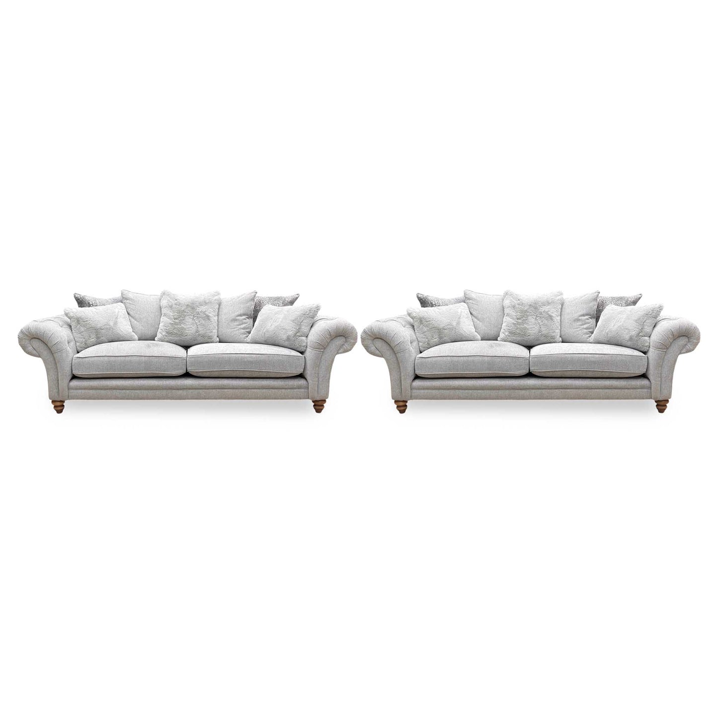 ‘Blenheim’ Darwin Silver Of Fabric 4 + 4 Seater Scatter Back Sofa Set Furniture Village
