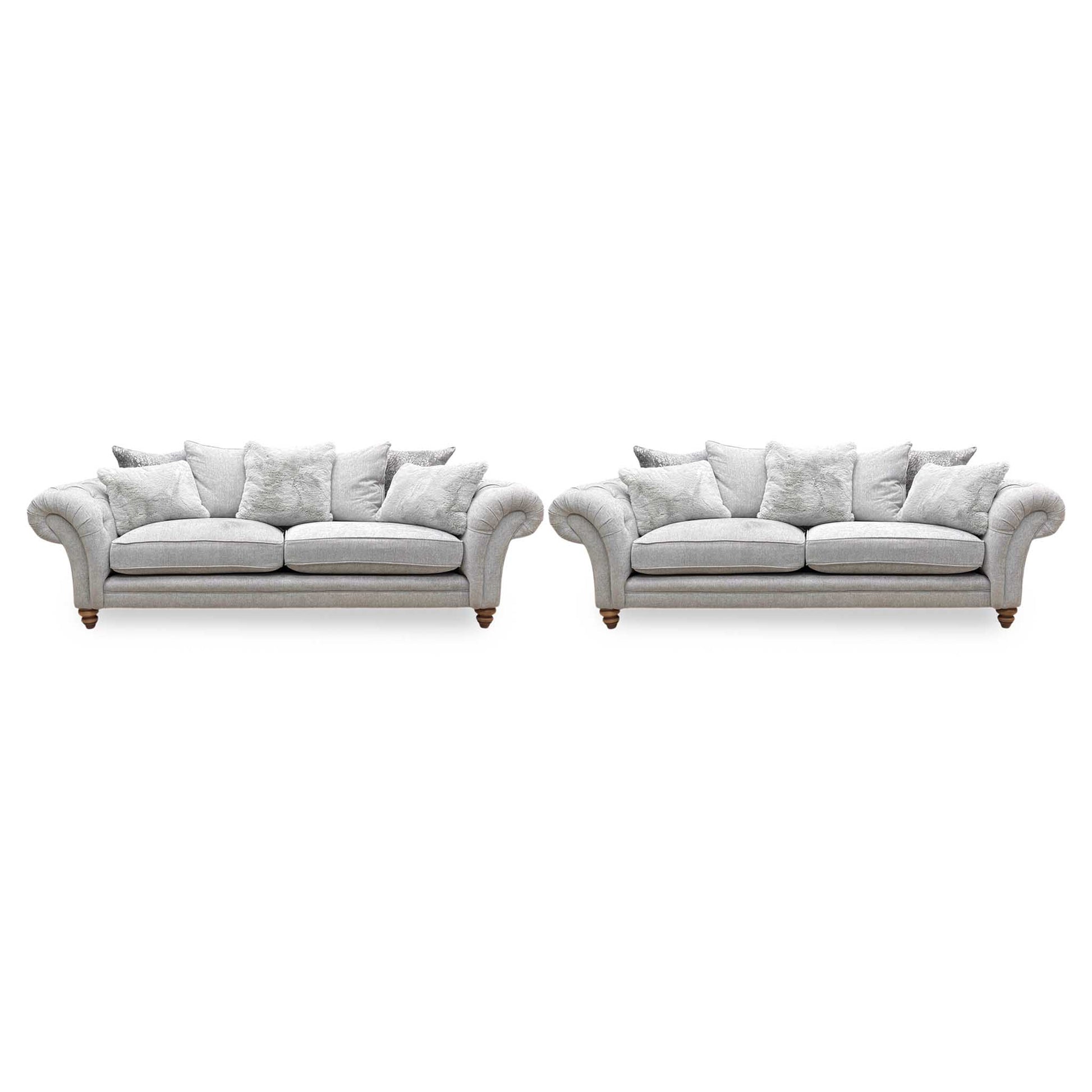 ‘Blenheim’ Darwin Silver Of Fabric 4 + 4 Seater Scatter Back Sofa Set Furniture Village