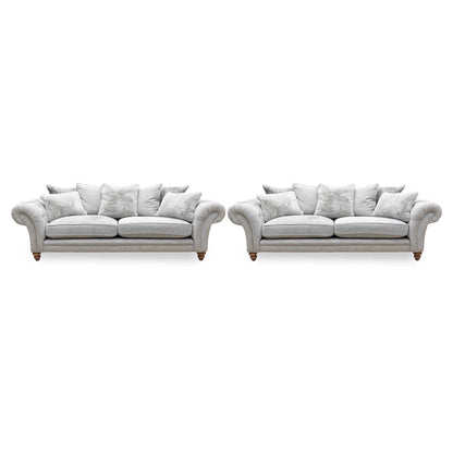 ‘Blenheim’ Darwin Silver Of Fabric 4 + 4 Seater Scatter Back Sofa Set Furniture Village