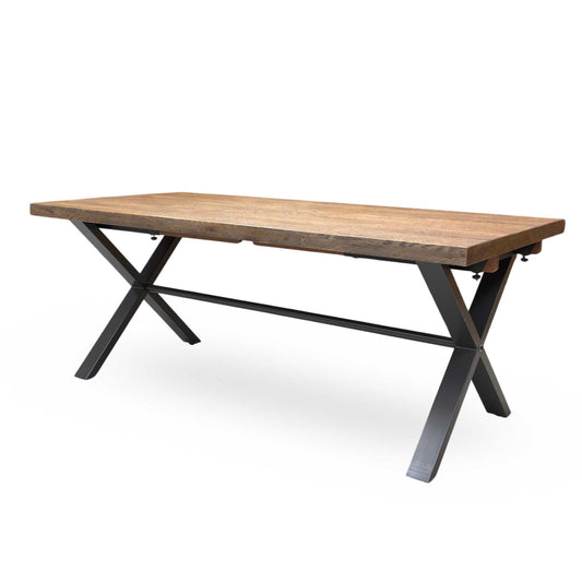 ‘Mars' Dark Oak Solid Oak 190cm Dining Table with X-Shaped Legs