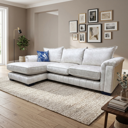 Lifestyle shot of the sofa in a living room setting, illustrating its role as a functional and stylish centerpiece for family spaces.