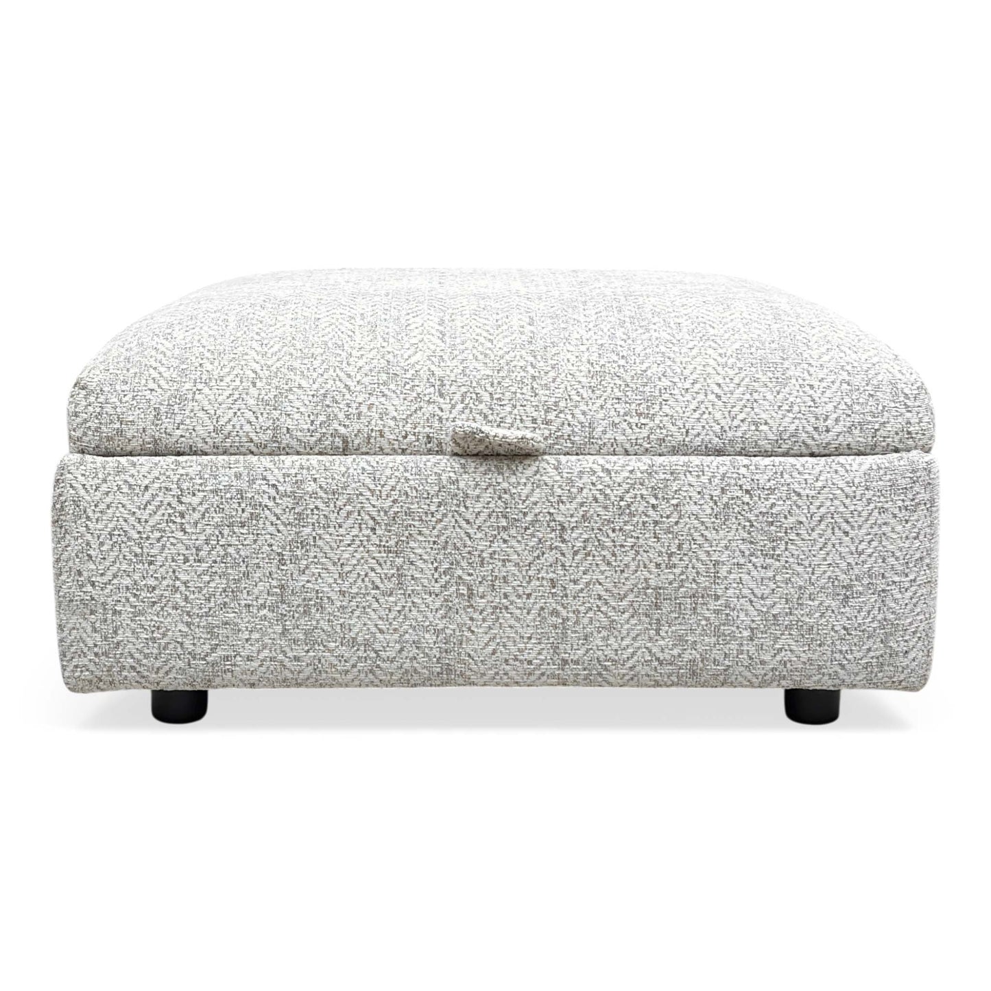 Front view of the Hudson Storage Stool, highlighting the neutral stone-colored upholstery and the premium tailored finish of the Parker Knoll Hudson collection.