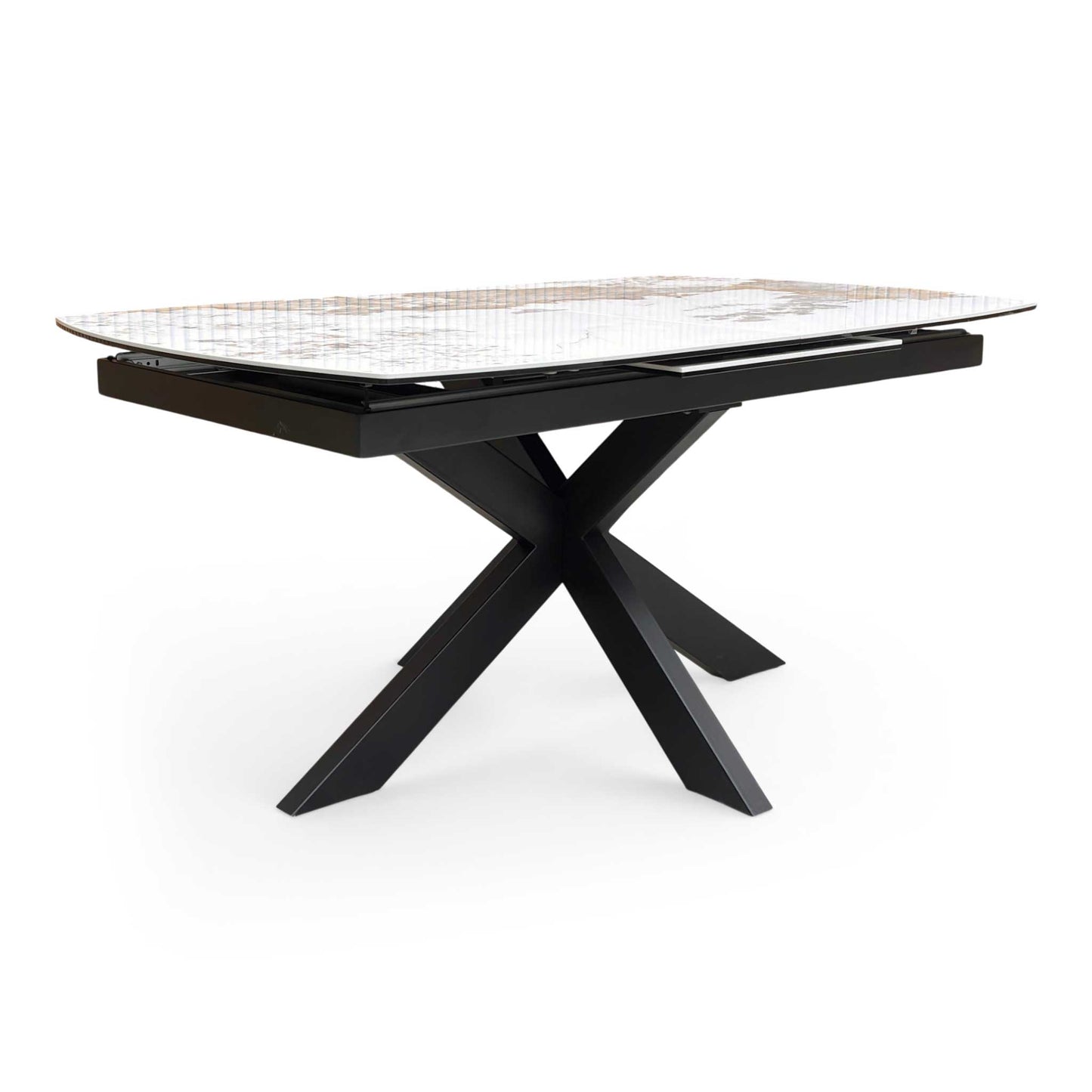 ‘Raul’ Calcatta Marble Ceramic Top 160cm Extending Dining Table