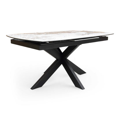 ‘Raul’ Calcatta Marble Ceramic Top 160cm Extending Dining Table