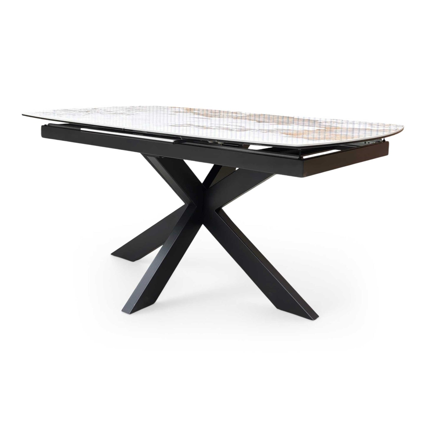 ‘Raul’ Calcatta Marble Ceramic Top 160cm Extending Dining Table