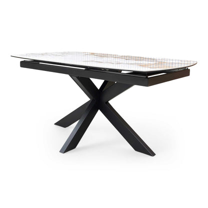 ‘Raul’ Calcatta Marble Ceramic Top 160cm Extending Dining Table