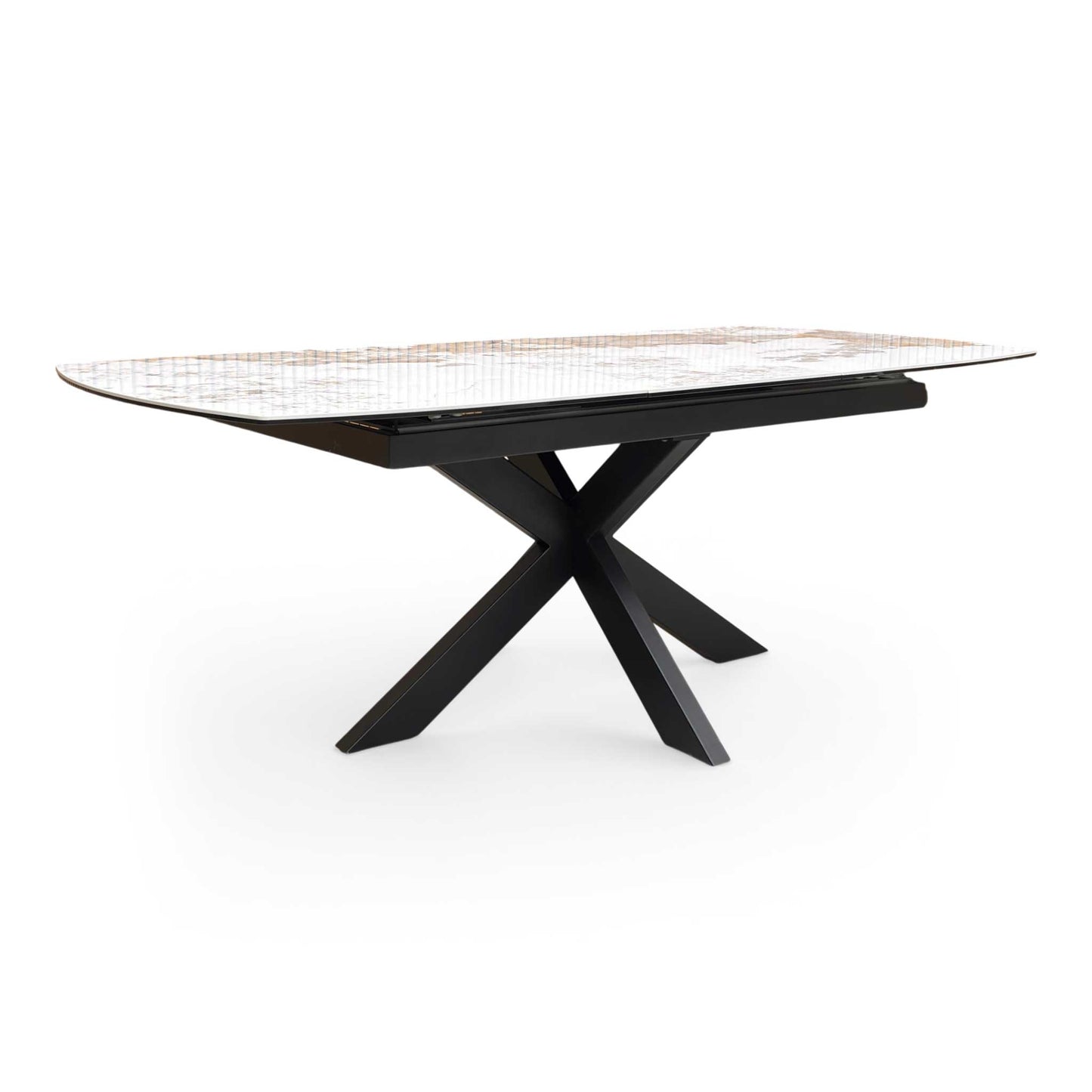 ‘Raul’ Calcatta Marble Ceramic Top 160cm Extending Dining Table