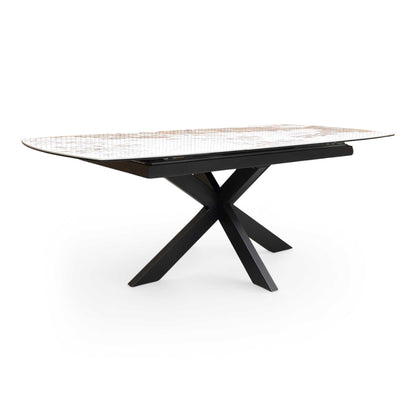 ‘Raul’ Calcatta Marble Ceramic Top 160cm Extending Dining Table