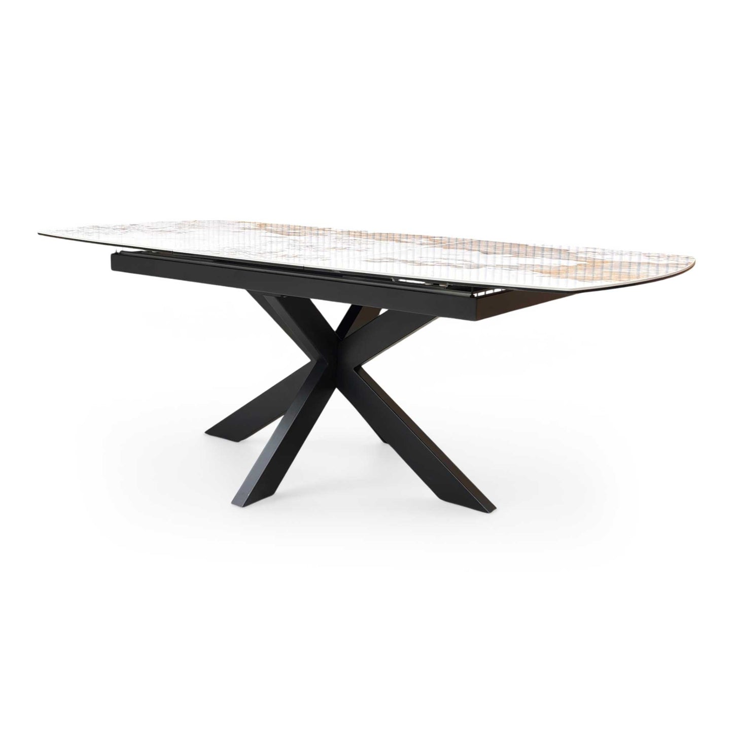 ‘Raul’ Calcatta Marble Ceramic Top 160cm Extending Dining Table