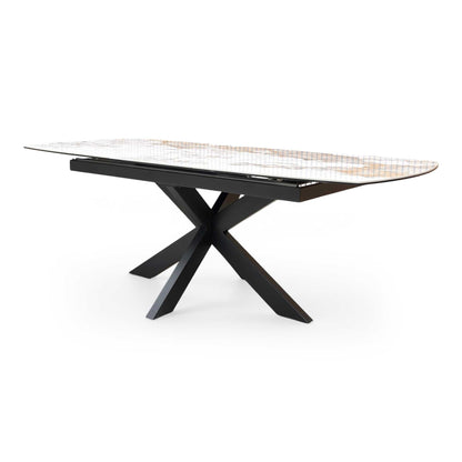 ‘Raul’ Calcatta Marble Ceramic Top 160cm Extending Dining Table