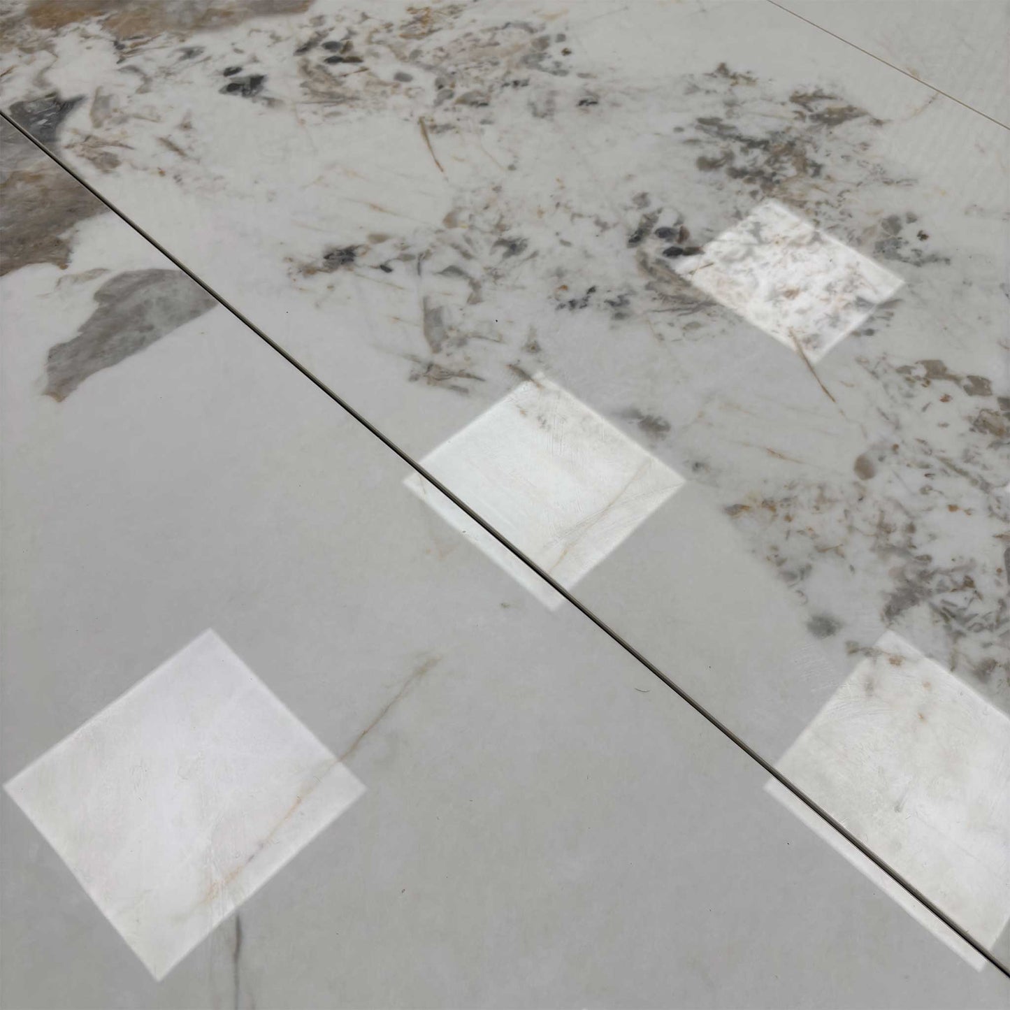 ‘Raul’ Calcatta Marble Ceramic Top 160cm Extending Dining Table