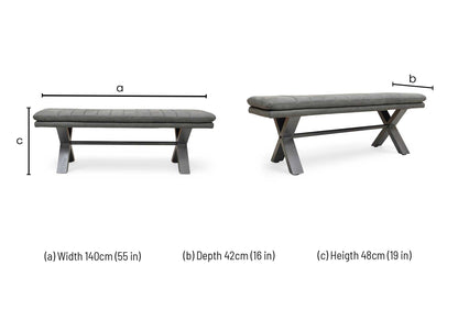 ‘Moon’ Grey Fabric 140cm Dining Bench