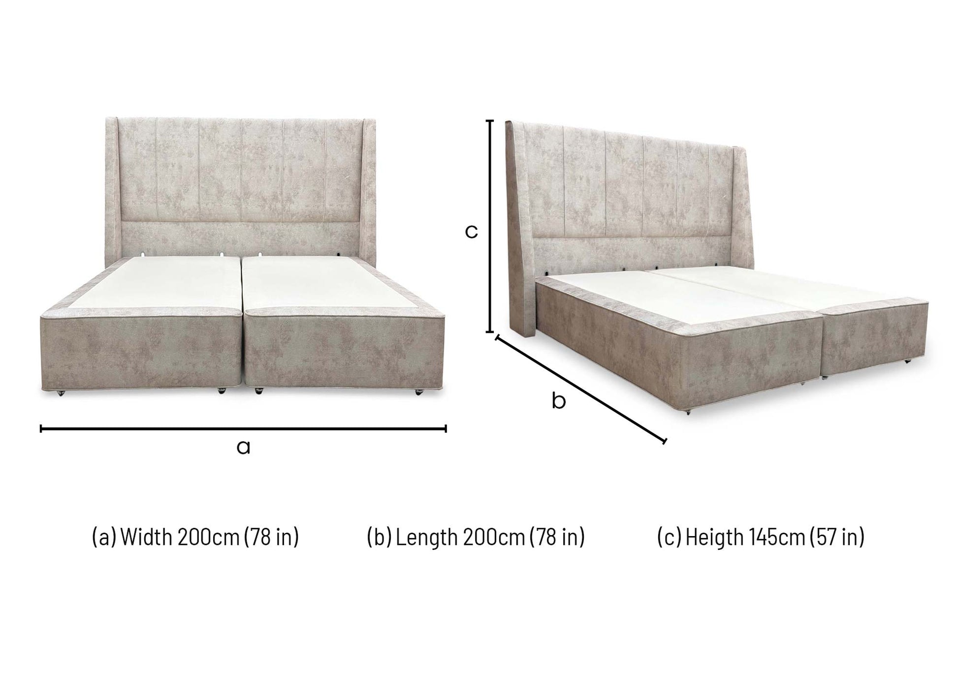 Dimensions diagram for the Super King set.