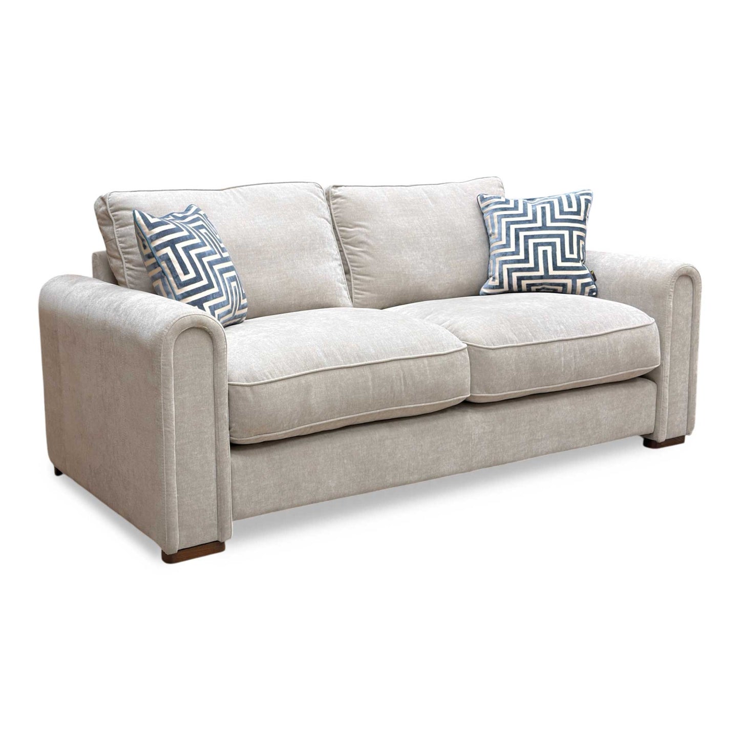 ‘Archy’ Taupe Fabric 200cm Midi Arm 3 Seater Sofa