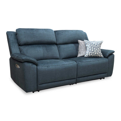 'Utah' Giula Dark Blue Velvet 3 Seater Power Recliner Sofa with Power Headrests Power Lumbar and Heated Seats