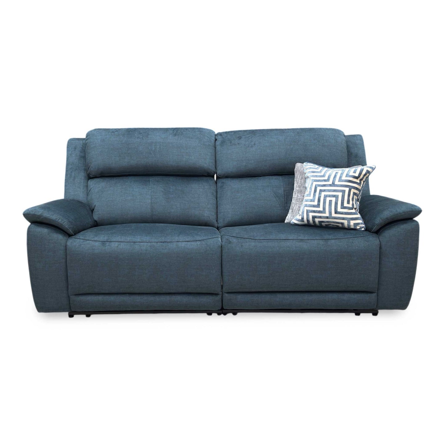 'Utah' Giula Dark Blue Velvet 3 Seater Power Recliner Sofa with Power Headrests Power Lumbar and Heated Seats