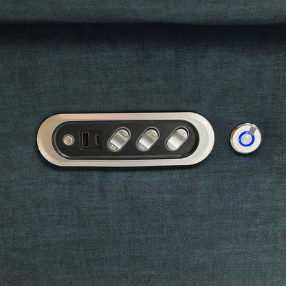 'Utah' Giula Dark Blue Velvet 3 Seater Power Recliner Sofa with Power Headrests Power Lumbar and Heated Seats