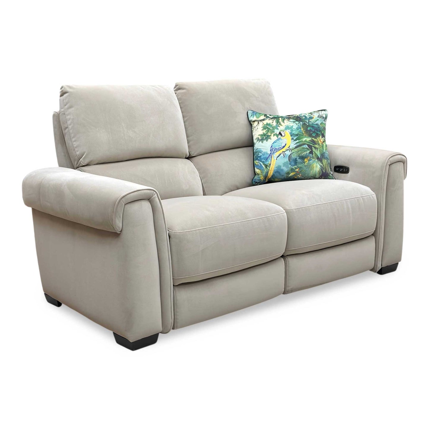 'Nixon' Fab-Meg-R32 Light Khaki Velvet 2 Seater Power Recliner Sofa