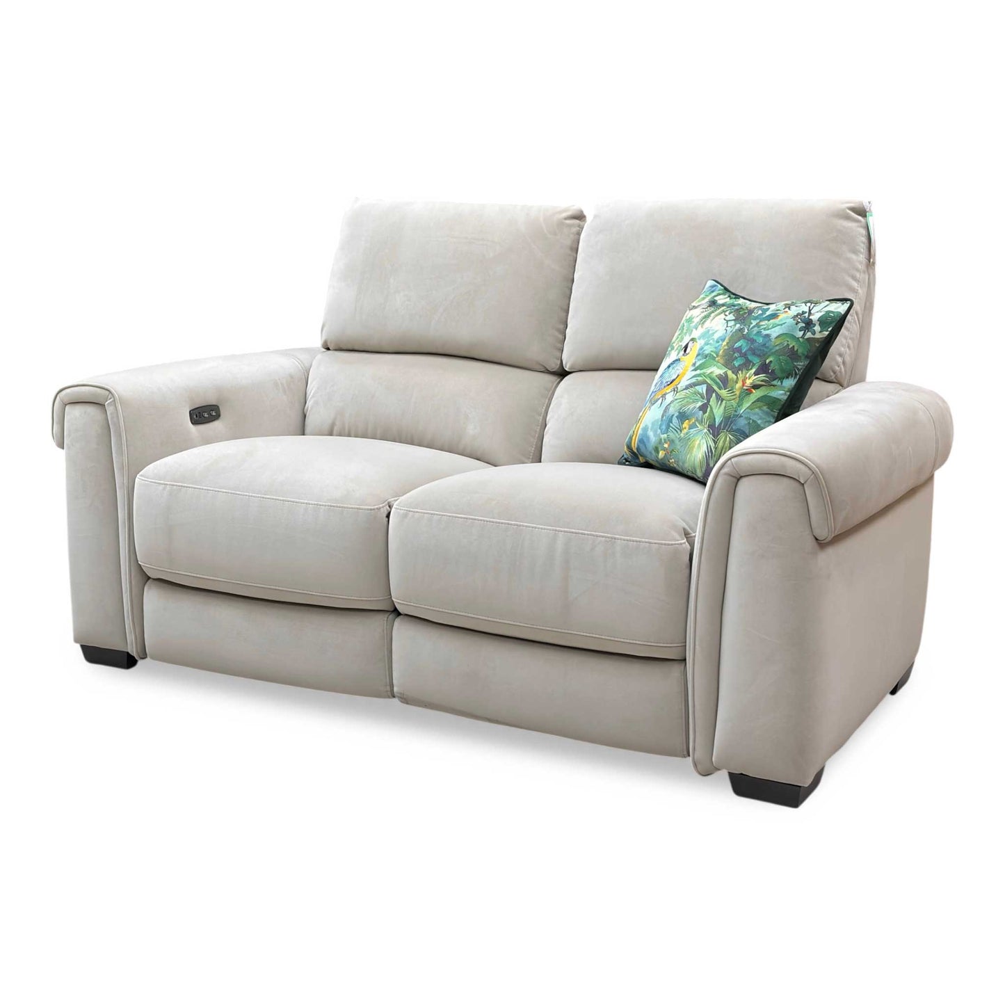 'Nixon' Fab-Meg-R32 Light Khaki Velvet 2 Seater Power Recliner Sofa