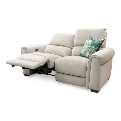 'Nixon' Fab-Meg-R32 Light Khaki Velvet 2 Seater Power Recliner Sofa