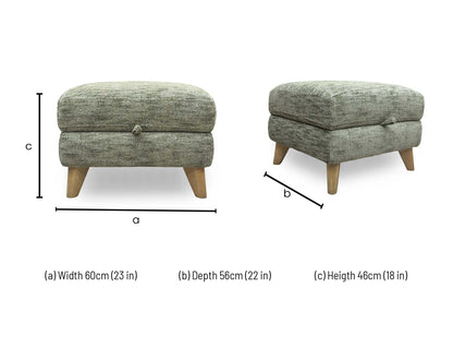'Malmo' Fab-Mga-R11 Olive Green Fabric Storage Footstool