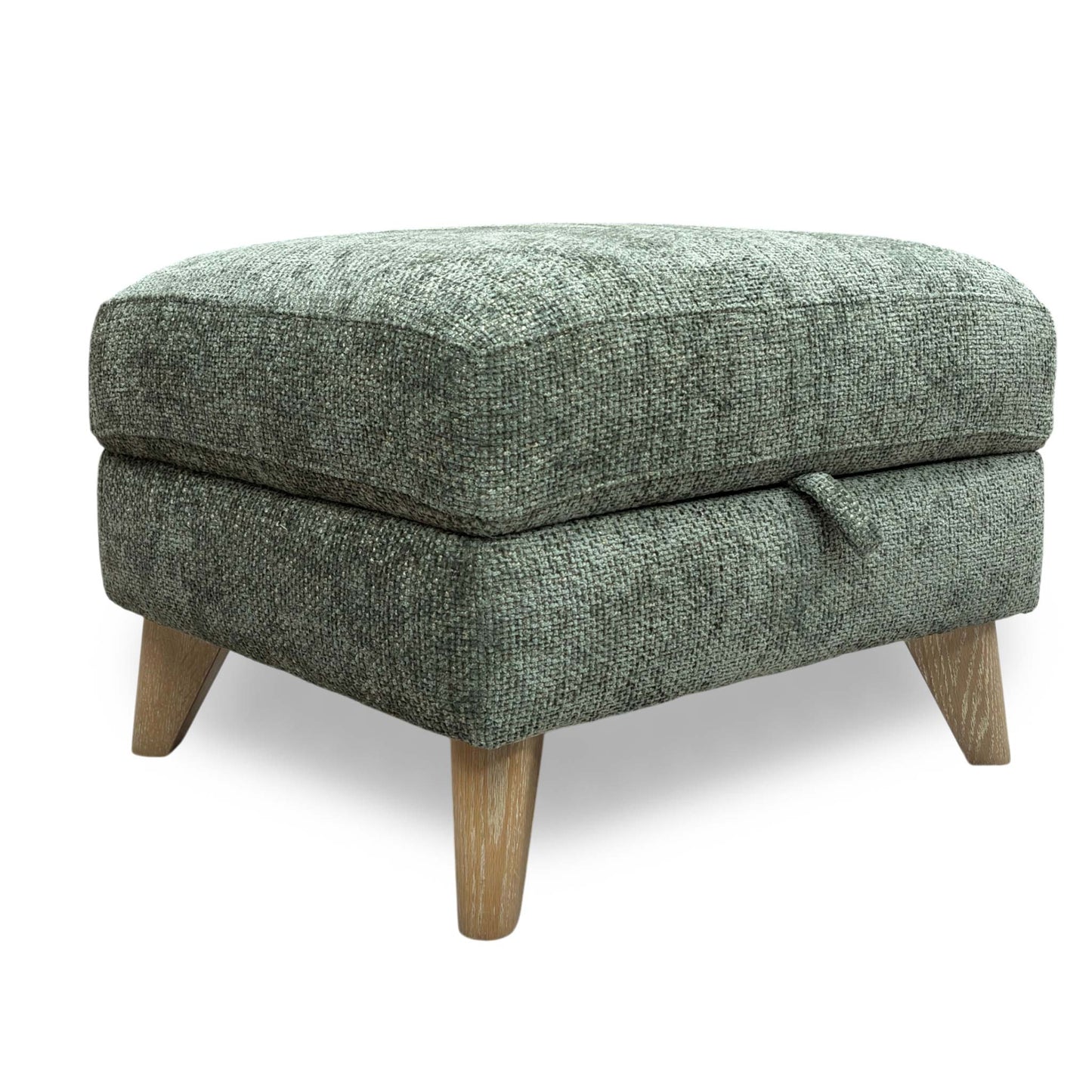 ‘Malmo’ Fab-Coe- R801 Olive Green Fabric Storage Footstool
